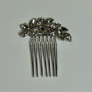 Silver Rhinestone Bridal Bride Wedding Day Hair Comb 1.75” x 2”